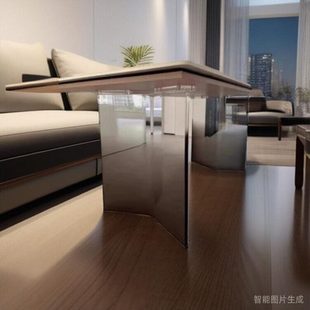 亚克力桌腿支架定制透明渐变V型T型餐桌脚岩板岛台吧台可带万向轮