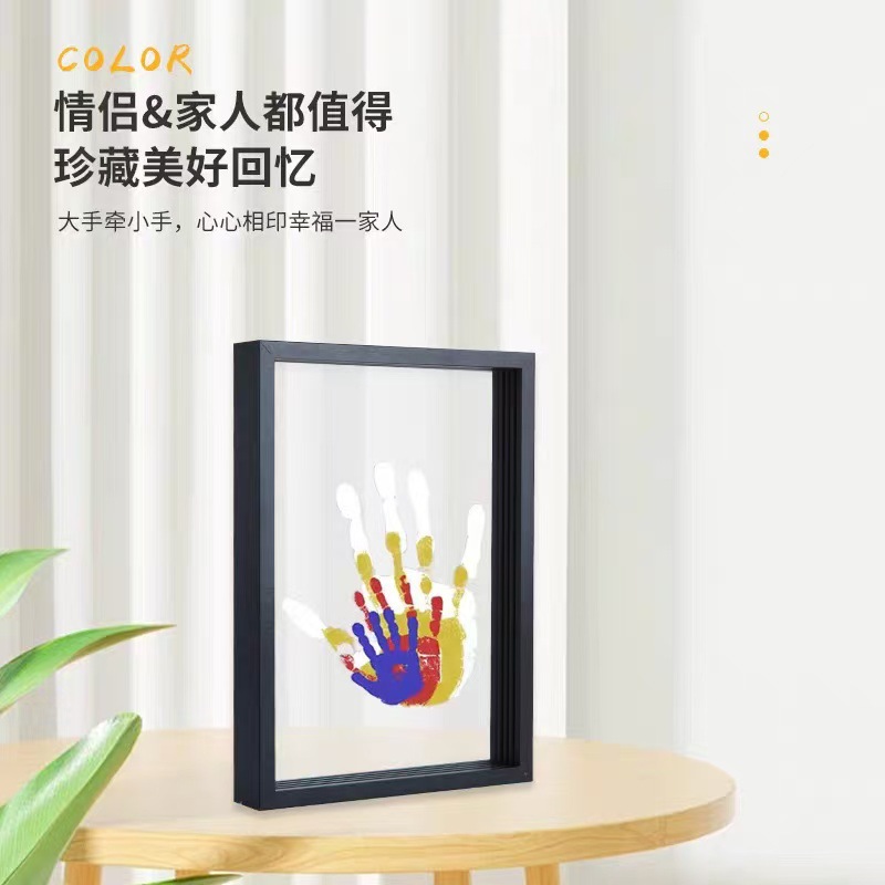 情侣手印相框手工手掌家庭款儿童节礼物送男女朋友创意手印画