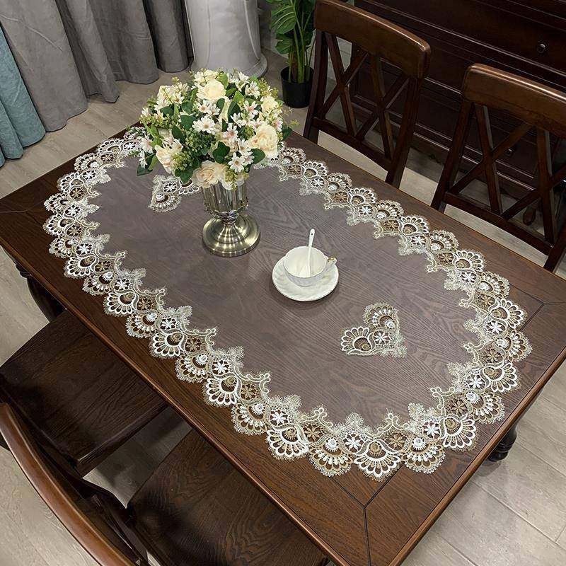椭圆形咖啡桌桌布客厅桌垫花边咖啡桌垫欧洲现代简单餐桌美式桌布
