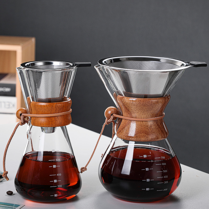 手冲玻璃咖啡壶带双层滤网