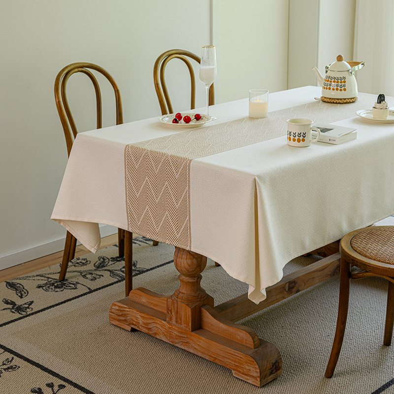 棉麻高级感长方形茶几桌布