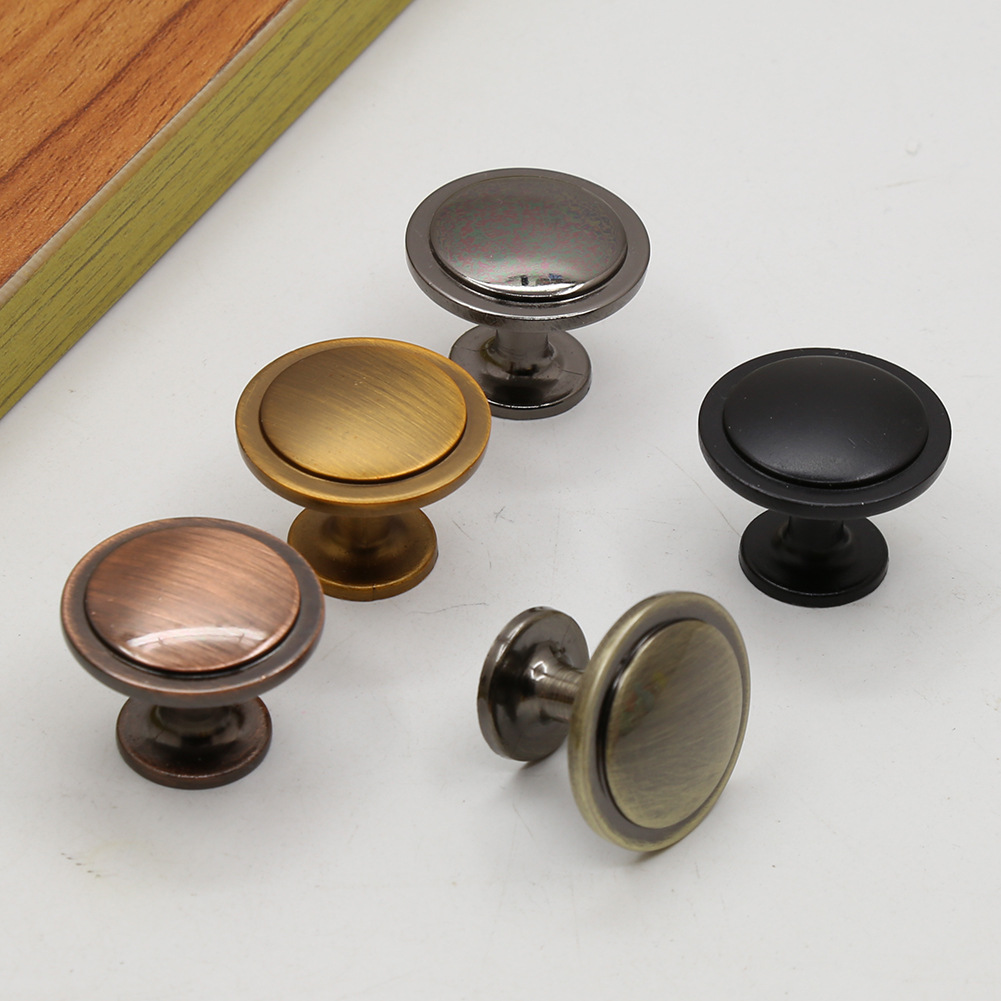 仿古铜柜门拉手复古橱柜衣柜抽屉圆型单孔拉手瓶子盖手柄把手