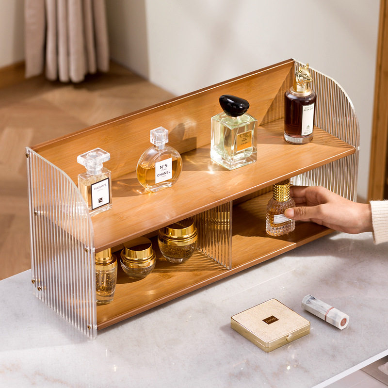 化妆品收纳盒梳妆台架子护肤品香水置物架桌面高级感亚克力收纳架