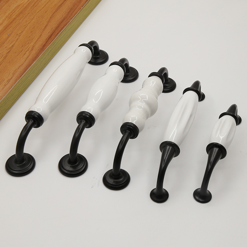 黑白色合金裂纹陶瓷拉手