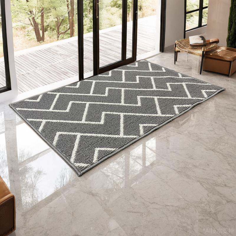 简约现代可机洗门厅入户地垫防滑进门地毯几何图案丙纶机织无异味