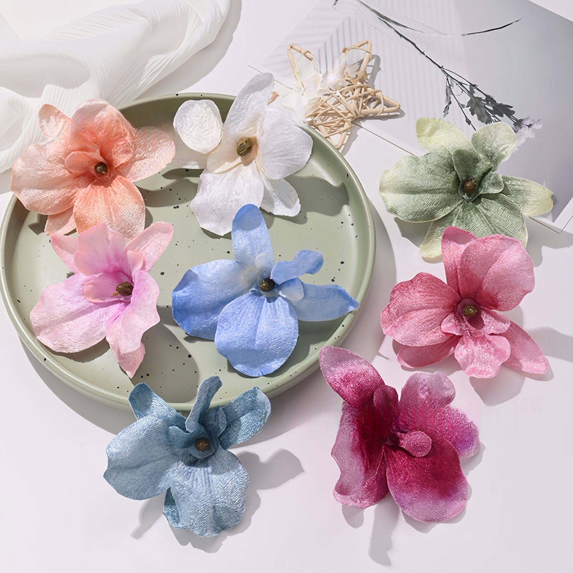 仿真绒布洋兰花朵diy新娘发饰簪花配件花头婚庆家居礼盒装饰假花,节庆用品/礼品,花瓣/仿真花瓣,淘宝优惠券,粉丝福利购,淘宝优惠卷