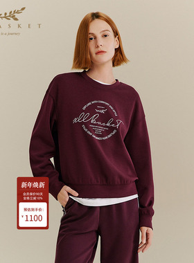 XII BASKET十二篮秋季经典休闲百搭慵懒风复古宽松圆领卫衣女