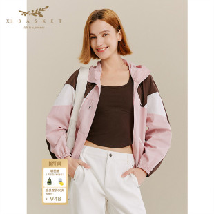 陶粉气质连帽外套时尚 商场同款 运动女 BASKET十二篮秋季 XII