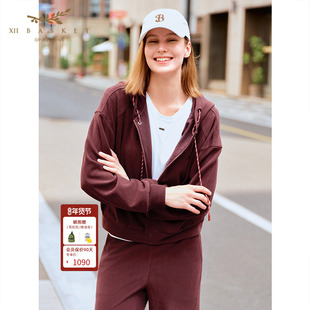 XII BASKET十二篮商场同款25冬新款安可拉红连帽卫衣外套女