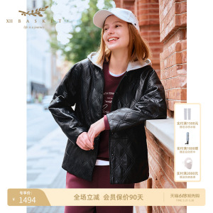 十二篮羊皮棉服桑蚕丝外套女