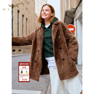 西班牙拉贡|十二篮泰迪绒皮毛一体外套皮草大衣女中长款25冬新