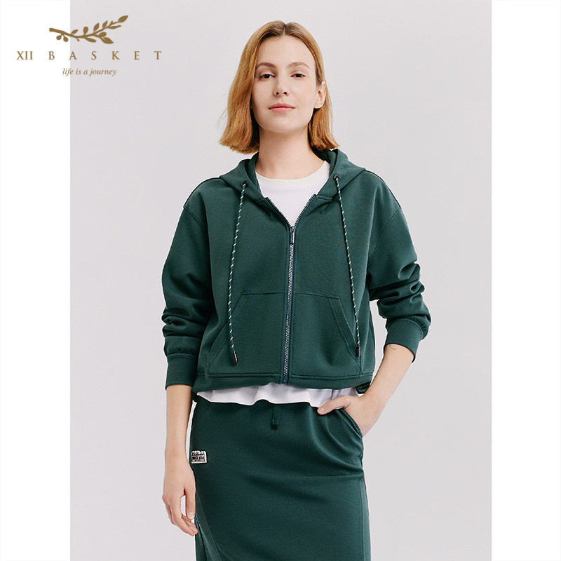 十二篮墨绿色抽绳活力减龄卫衣
