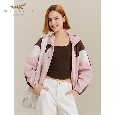 十二篮气质陶粉气质连帽外套