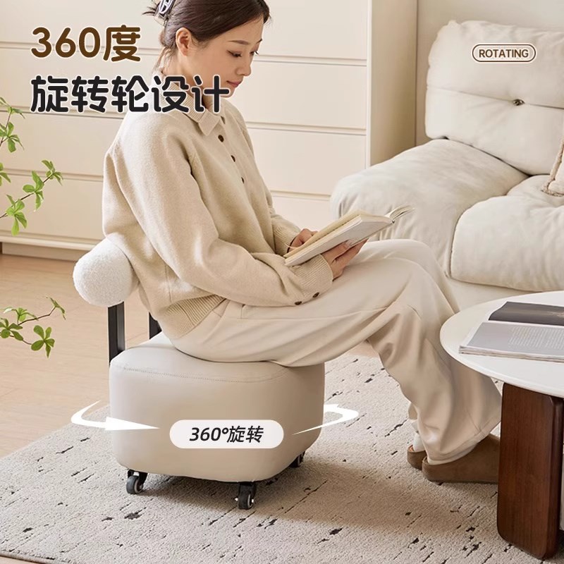滑轮移动凳子家用靠背成人大体重矮凳实木万向轮移动沙发板凳椅子
