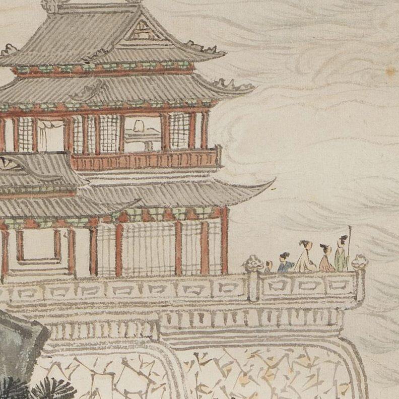 亭屏范客厅装饰画楼阁山水绢条艺术本中式画临摹布心台溥儒四传统_虎窝淘