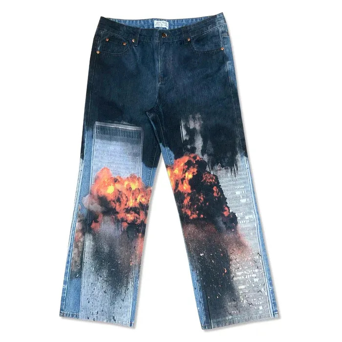 thumbnail for Plus Size Casual Pants Thin Imitation Jeans Wide Leg Pants W