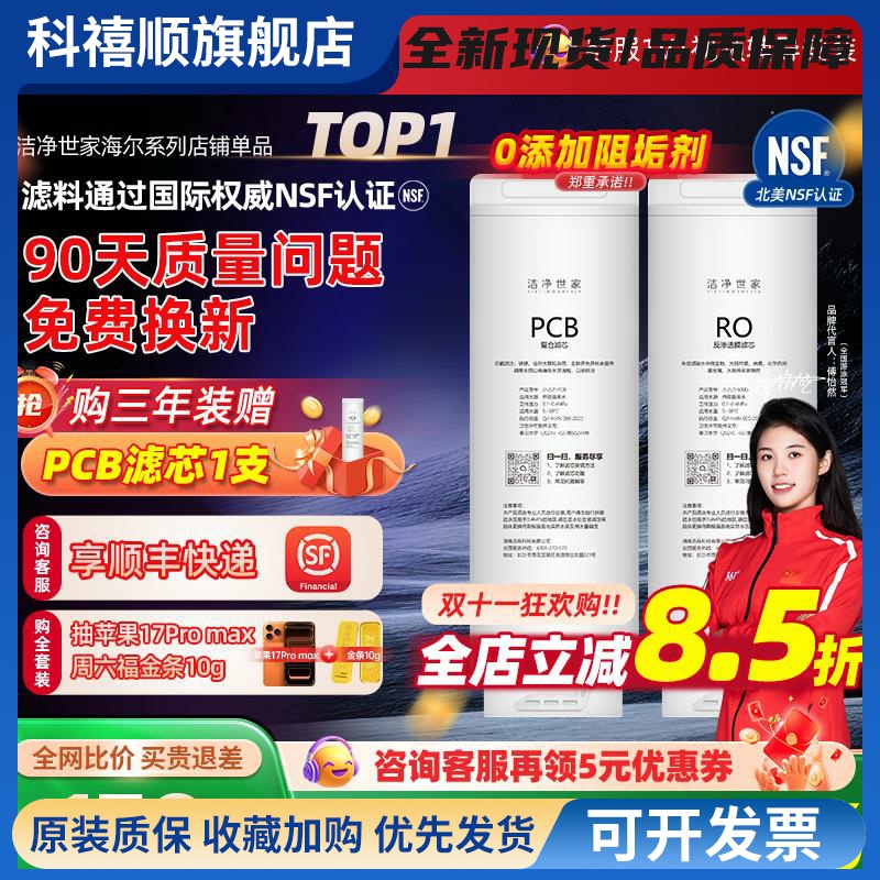 洁净世家适用海尔净水器滤芯HRO10H99/10H11/H66/8H11反渗膜PCB芯