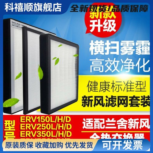 适配兰舍新风系统滤网高效过滤芯ERV150 250 350 550L/H/D/S耗材