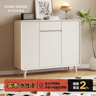 实木奶油风入户鞋 家用门口烤漆玄关柜大容量储物柜 柜新款 2025爆款