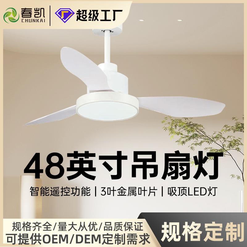Led灯2024新款式设计白色吊扇带led灯吸顶风扇灯现代装饰节能