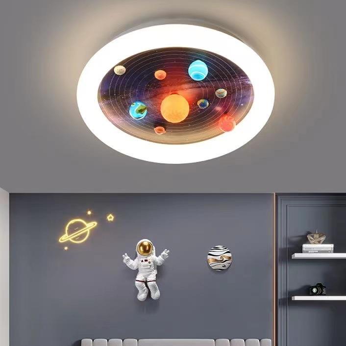 儿童房吸顶灯创意行星太阳系星球灯男孩房间现代简约led卧室灯具