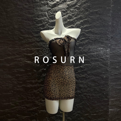 夜曲蔷薇 「豹丽美学」性感豹纹网衣睡裙辣妹包臀裙女
