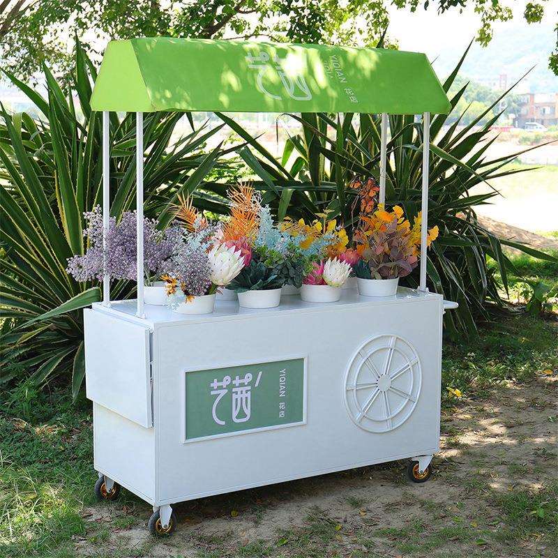户外铁艺小推车集市摊位花车流动鲜花贩卖车花店展示活动手推展车