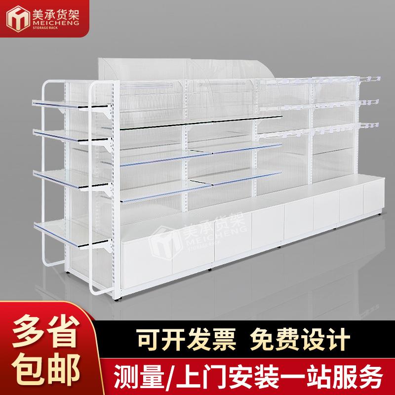 亚克力背板玻璃层板文具店货架层格展示架双面柜台