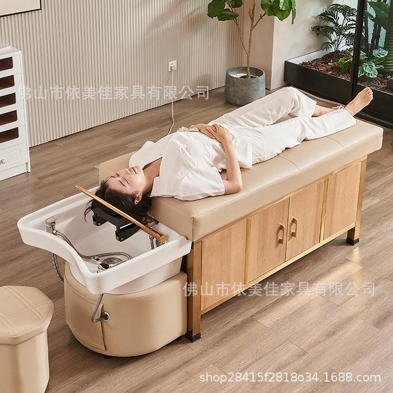 加储厚陶瓷盆水洗头床带物空间热水器冲理发店汤水循环床636-1头