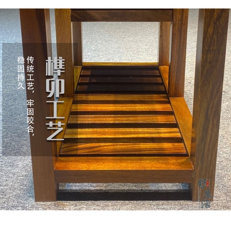奥坎梨胡桃木大板实木茶水柜一体茶水架茶台茶桌边柜全实木