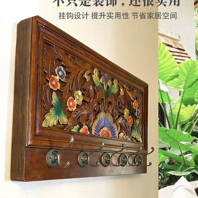 富贵实木雕电表箱画玄关配电遮挡电闸装饰盒免打