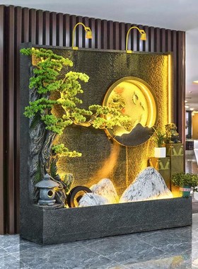 大型水幕墙流水假山喷泉景观酒店客厅屏风庭院别墅鱼池流水墙公司
