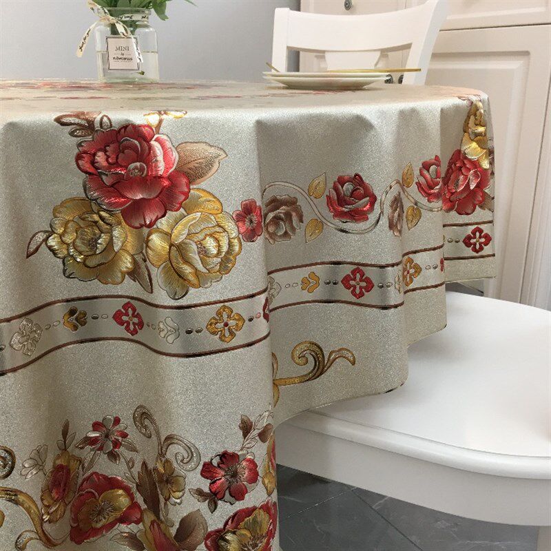 加厚圆桌布防水防烫防油台布酒店婚庆方桌圆形餐桌布