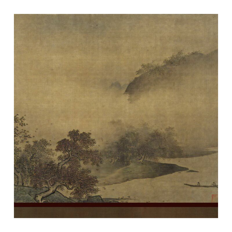 新款复古古装山水水墨画摄影背景布影楼室内全家福拍照数码写真布