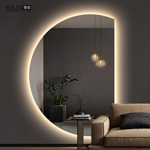 饰镜梳妆镜穿衣镜子 智能大半圆镜子全身镜落地镜带灯装