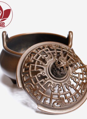 庆松堂苏工铜炉名家胡庆松制三足冲耳熏炉复古紫铜炉盘香熏香