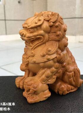黄杨木雕狮子实木雕刻古风木狮印章招财鼓狮内居工艺饰品