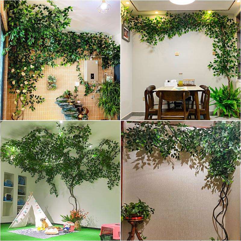 仿真树藤树叶树枝假叶子客厅室内绿植藤蔓假花藤条吊顶植物墙装饰