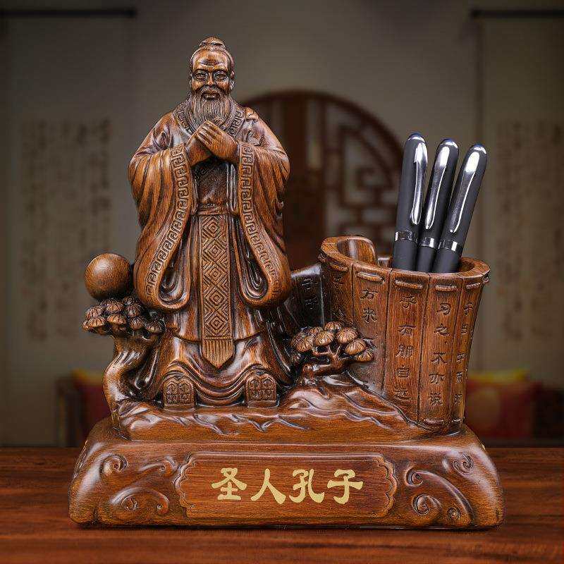 师恩难忘孔子像笔筒摆件创意书房USB灯