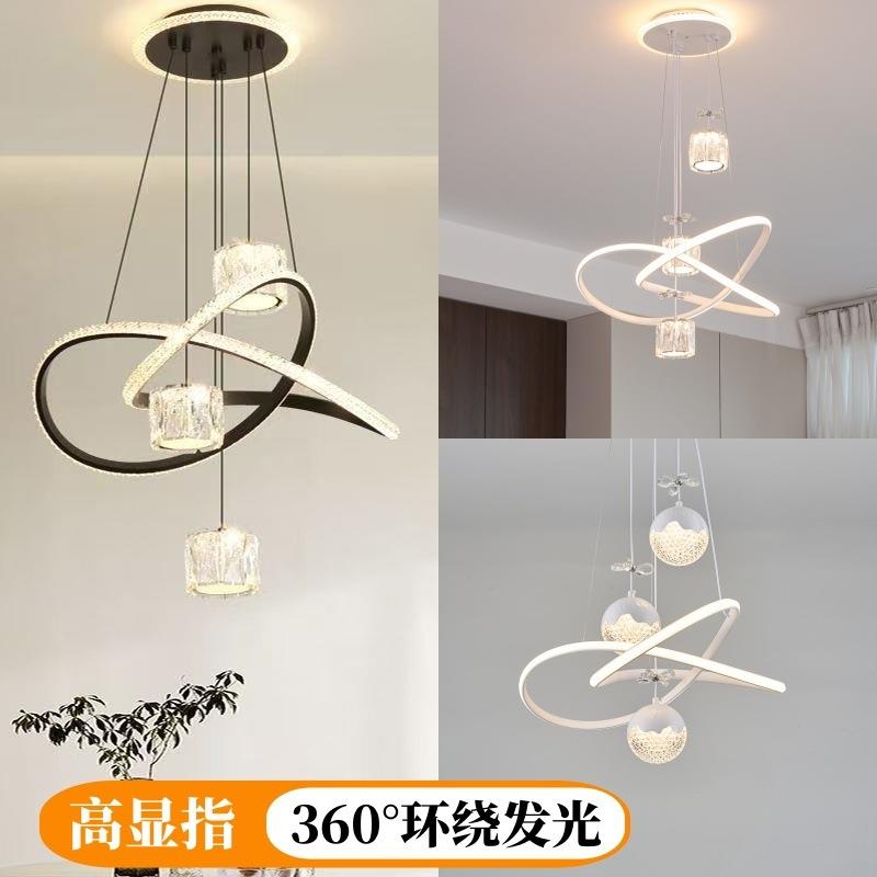 餐厅吊灯奶油风白色极简现代简约吧台现代吊灯吸顶灯卧室水晶灯