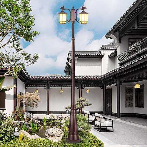 路灯新中式复古户外防水家用220v超亮室外庭院别墅花园景观高杆灯