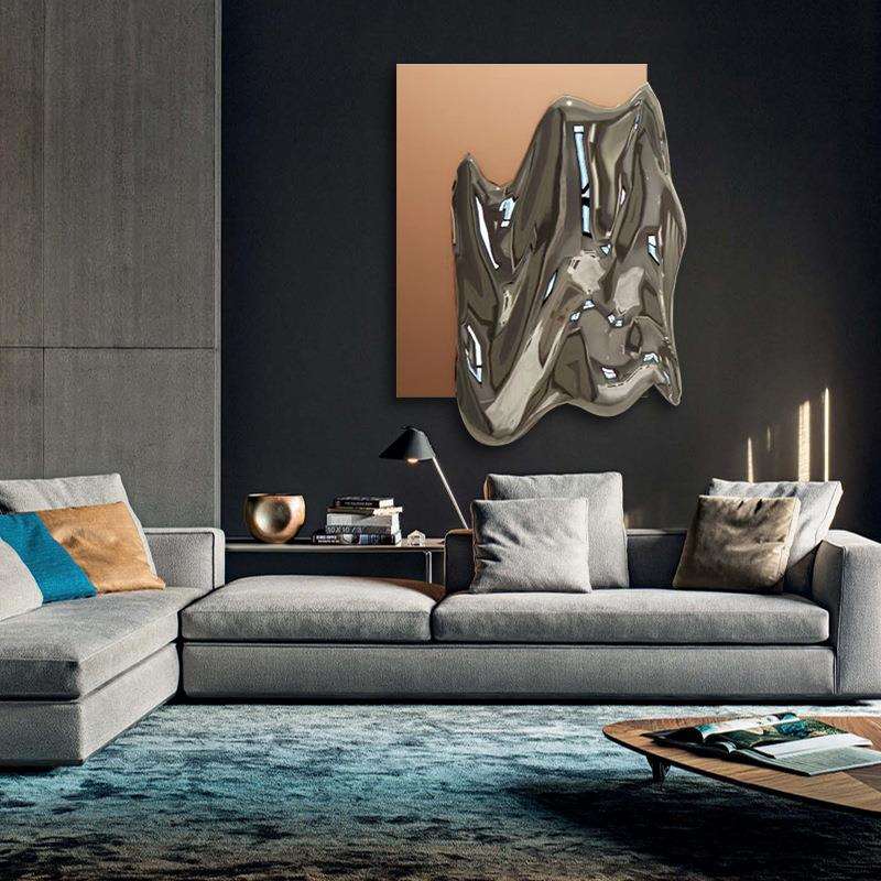 新款简约立体酒店装饰画轻奢不规则艺术墙饰画不锈钢电镀实物画