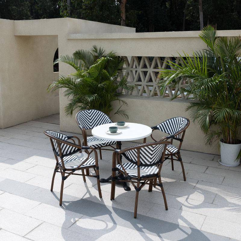 厂外直供法式户桌复古桌椅椅室外咖啡厅复古藤编桌民宿家庭院户椅