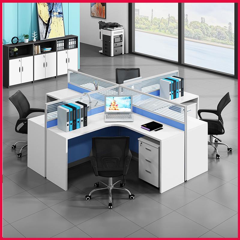 职员办办公桌椅组合简现代三人办公桌子公室位0132财务室约屏风办