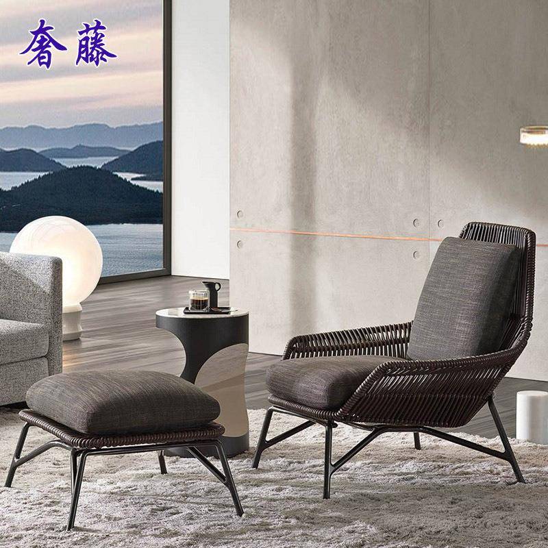 户外藤台编沙发 简庭院藤约休闲77椅家具 酒店别墅花园阳藤艺沙发