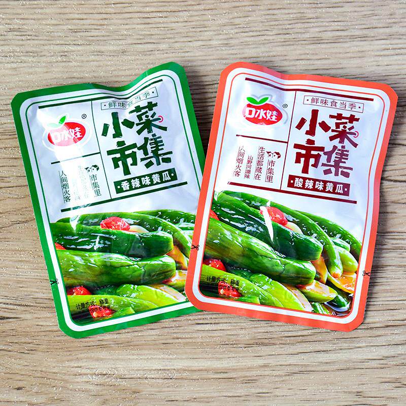 口水娃小菜集市黄瓜香辣酸辣味脆黄瓜皮干腌制下饭菜咸菜零食小吃