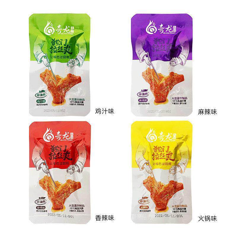 张奇龙豆独条门丝爽豆干手撕素肉辣休闲零食制品素TTI肉素拉牛排