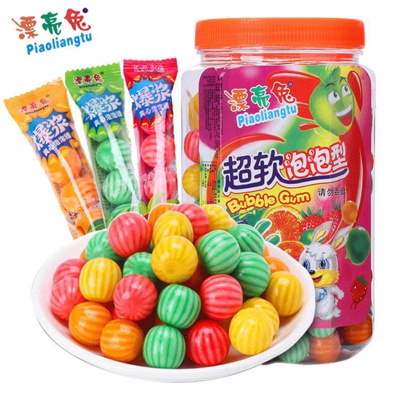漂亮兔西瓜泡泡糖食时候怀旧零口香糖8090西后瓜VUN果冻小泡泡糖