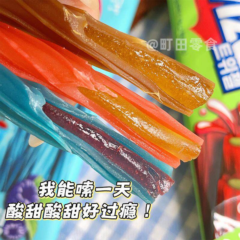 扭果扭糖韩国进口YEM牌可水乐味长条凝胶爆酸果UXF儿汁童软糖果零