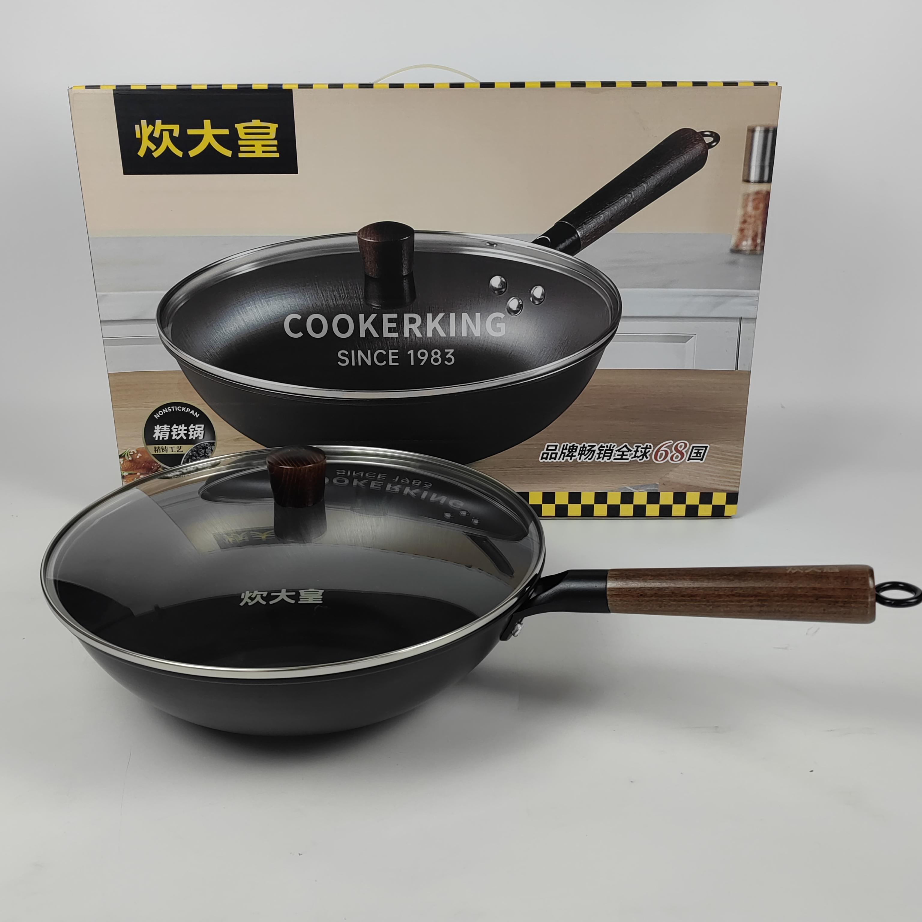 炊大皇精铁制炒锅34CM韵味不锈炒锅KA60600家用无涂层不易锈铁锅